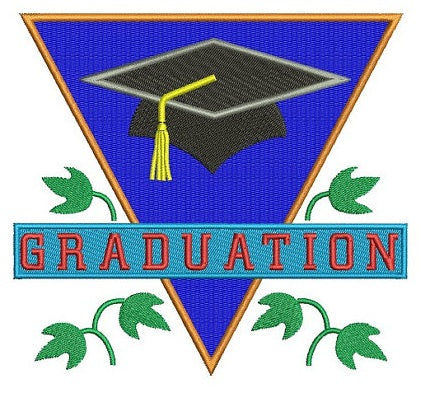 Graduation with a Cap Filled Machine Embroidery Digitized Design Pattern -Instant Download- 4x4,5x7,6x10