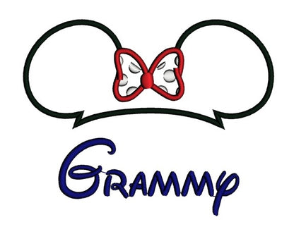 Grammy Mouse Ears Looks Like Minnie Mouse Applique Grandma Machine Embroidery Digitized Design Pattern