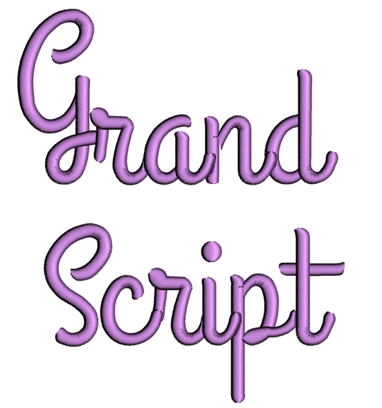 Grand Font Machine Embroidery Script Upper and Lower Case 1 2 3 inches