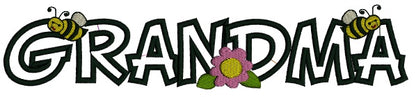 Grandma Flowers and Bees Applique Machine Embroidery Digitized Design Pattern