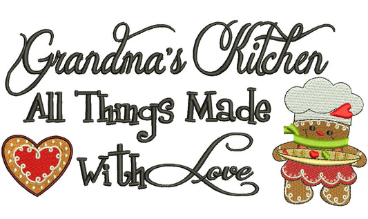 Grandma's Kitchen All Things Made With Love Christmas Filled Machine Embroidery Digitized Design Pattern