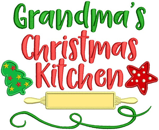 Grandma's Christmas Kitchen Applique Machine Embroidery Design Digitized Pattern