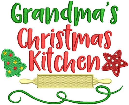 Grandma's Christmas Kitchen Filled Machine Embroidery Design Digitized Pattern