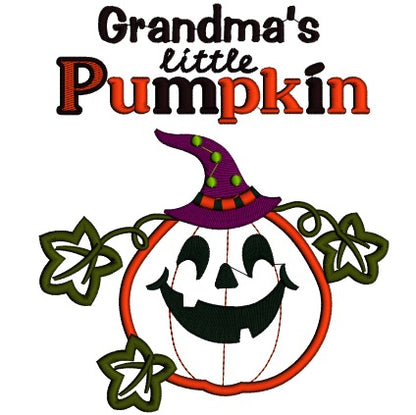 Grandma's Little Pumpkin Halloween Applique Machine Embroidery Design Digitized Pattern
