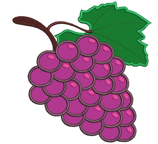 Grapes Applique Machine Embroidery Fruit Digitized Design Pattern