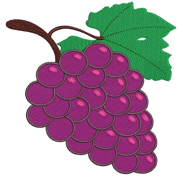 Grapes Machine Embroidery Fruit Digitized Filled Design Pattern