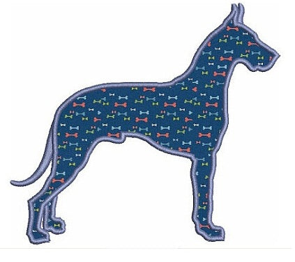 Great Dane Dog Applique Digitized Machine Embroidery Design Pattern - Instant Download - 4x4 , 5x7, 6x10
