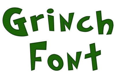 Grinch Machine Embroidery Font Upper and Lower Case 1 2 3 inches