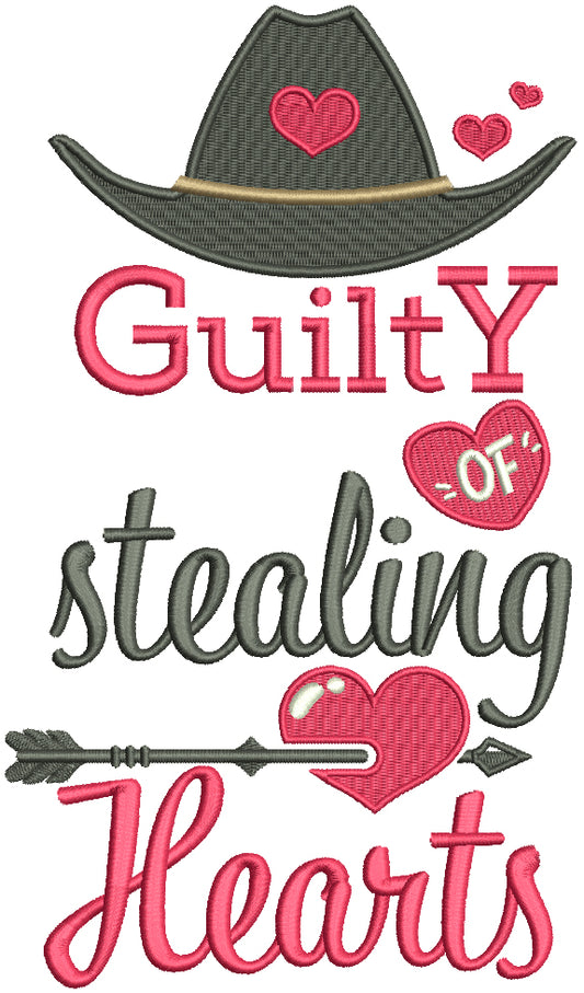 Guilty Of Stealing Hearts Cowboy Hat Filled Valentine's Day Machine Embroidery Design Digitized Pattern