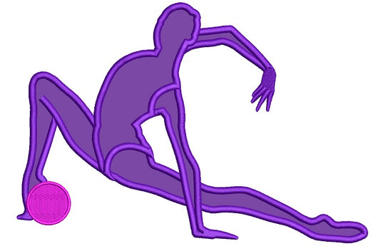 Gymnast With A Ball Sports Applique Machine Embroidery Design Digitized Pattern