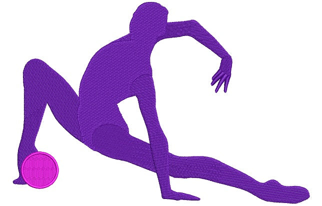 Gymnast With A Ball Sports Filled Machine Embroidery Design Digitized Pattern
