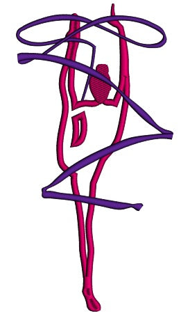 Gymnast With A Ribbon Sports Applique Machine Embroidery Design Digitized Pattern