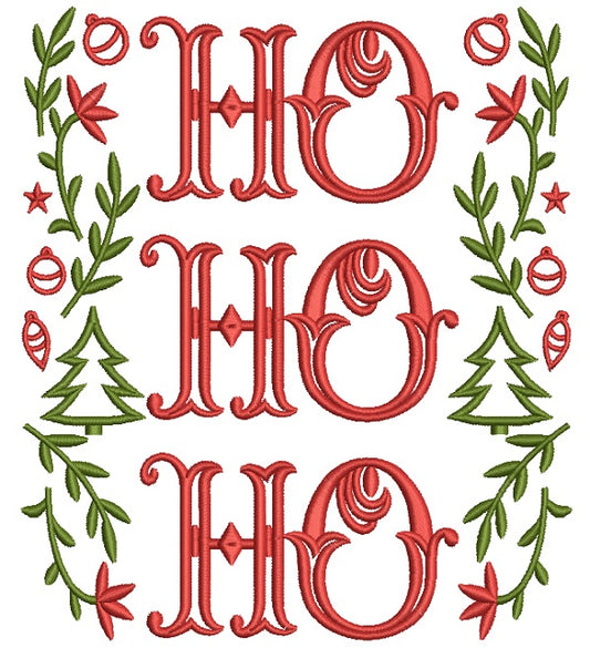 HO HO HO Christmas Decorative Frame Filled Machine Embroidery Design Digitized Pattern