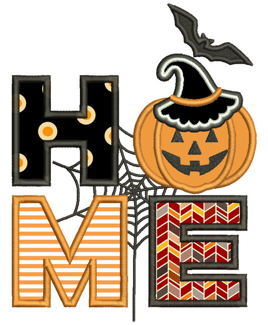 HOME Halloween Pumpkin And Spider Web Applique Machine Embroidery Design Digitized Pattern