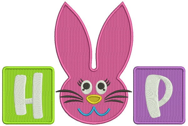 HOP Cute Bonny Blocks Easter Filled Machine Embroidery Design Digitized Pattern