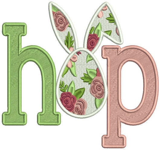 HOP Easter Bunny Ears Filled Machine Embroidery Design Digitized