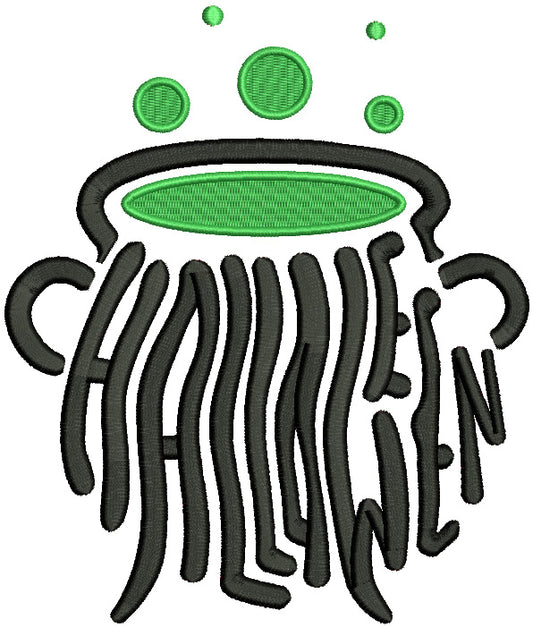 Halloween Cauldron Made With Letters Filled Machine Embroidery Design Digitized Pattern