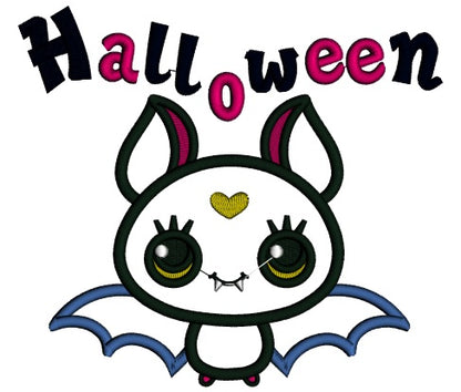 Halloween Cute Baby Bat Applique Machine Embroidery Design Digitized Pattern