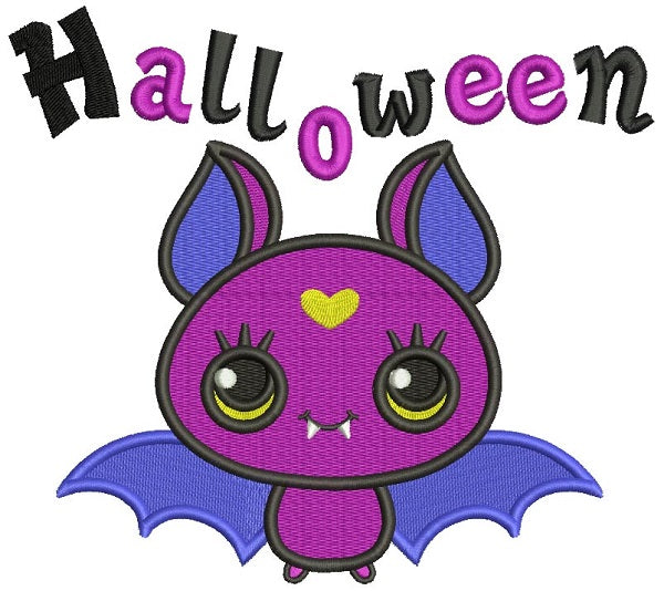 Halloween Cute Baby Bat Filled Machine Embroidery Design Digitized Pattern