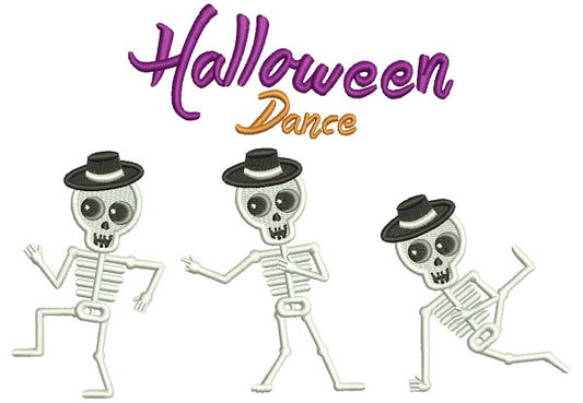 Halloween Dancing Skeletons Filled Machine Embroidery Design Digitized Pattern