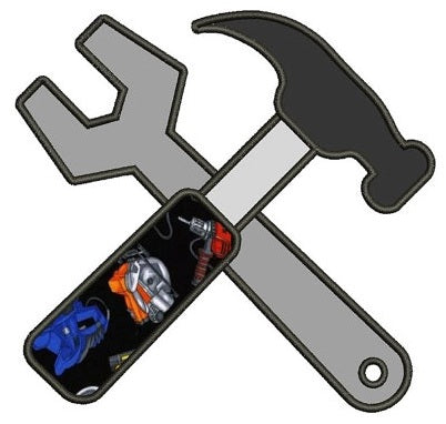 Hammer and a Wrench Applique mechanic handyman Machine Embroidery Digitized Design Pattern- Instant Download - 4x4 ,5x7,6x10
