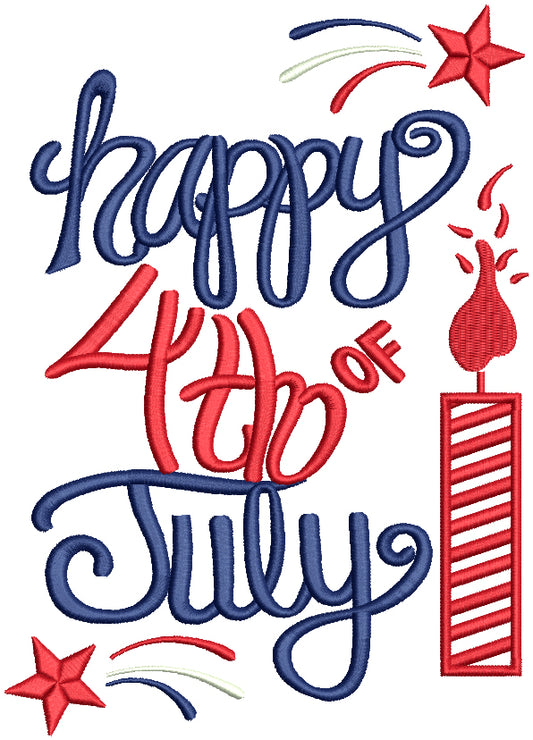 Happy 4th Of July Fireworks Applique Machine Embroidery Design Digitized Pattern