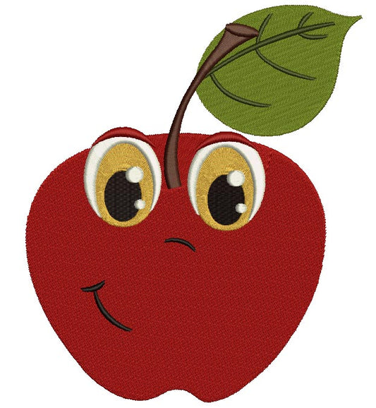 Happy Apple Filled Machine Embroidery Digitized Design Pattern