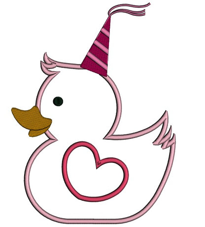 Happy Birthday Princess Rubber Ducky Applique Machine Embroidery Design Digitized Pattern