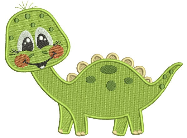 Happy Dino Filled Machine Embroidery Design Digitized Pattern