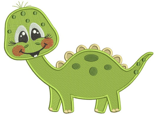 Happy Dino Filled Machine Embroidery Design Digitized Pattern