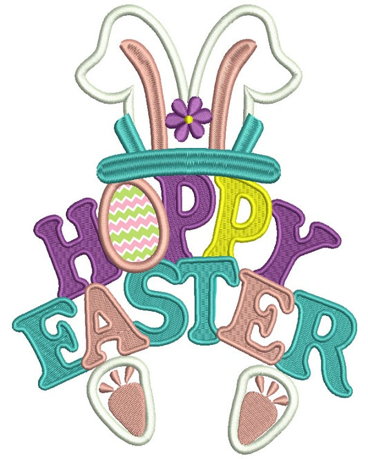 Happy Easter Bunny Ears Applique Machine Embroidery Design Digitized Pattern