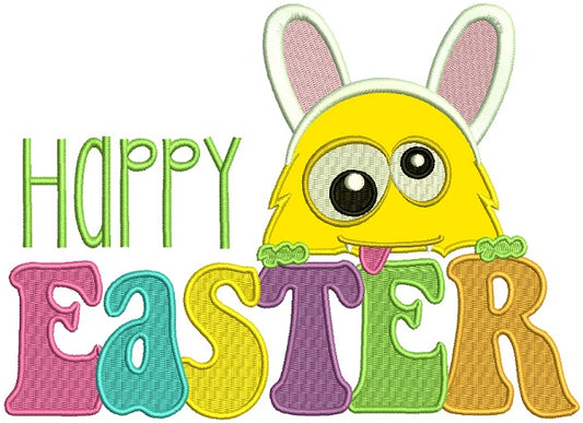 Happy Easter Crazy Monster Applique Machine Embroidery Design Digitized