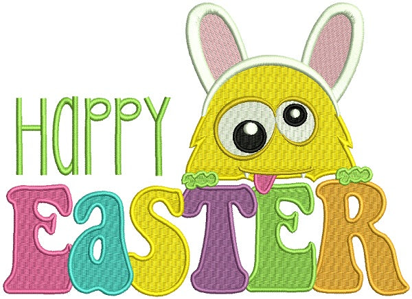 Happy Easter Crazy Monster Filled Machine Embroidery Design Digitized