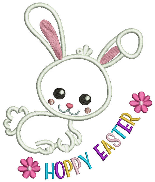 Happy Easter Cute Bunny Applique Machine Embroidery Design Digitized Pattern