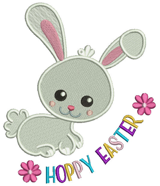 Happy Easter Cute Bunny Filled Machine Embroidery Design Digitized Pattern