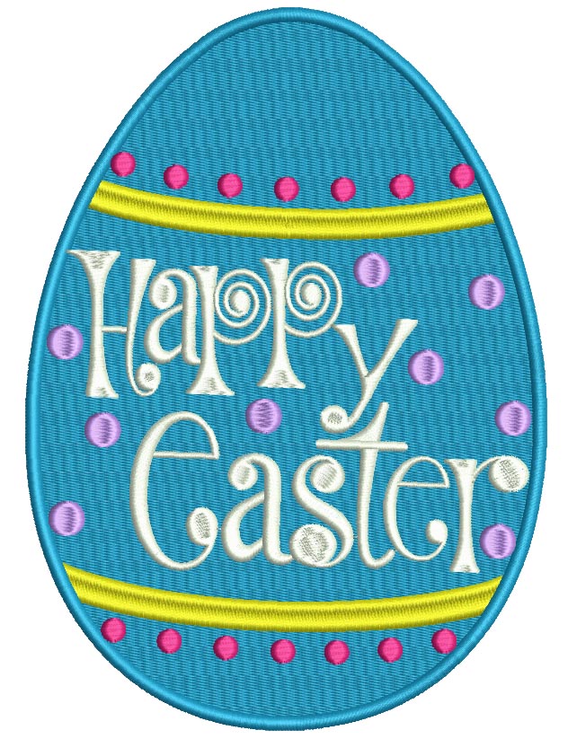 Happy Easter Egg Filled Machine Embroidery Design Digitized Pattern