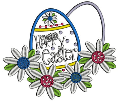 Happy Easter Two Eggs Applique Machine Embroidery Design Digitized Pattern