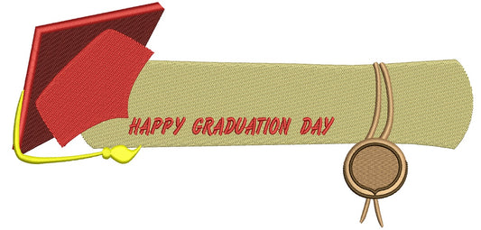 Happy Graduation Day School Filled Machine Embroidery Digitized Design Pattern