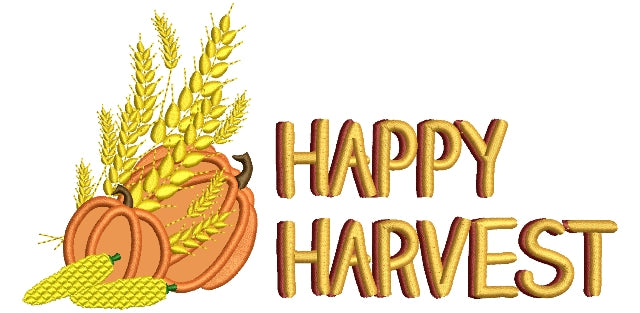 Happy Harvest Thanksgiving Applique Machine Embroidery Design Digitized Pattern