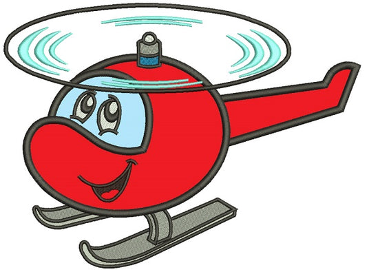 Happy Little Helicopter Applique Machine Embroidery Design Digitized Pattern