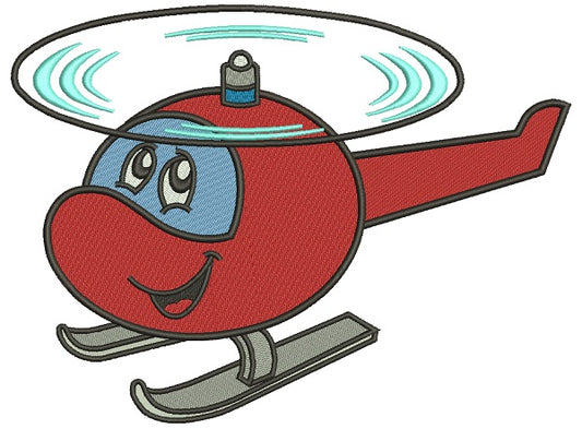 Happy Little Helicopter Filled Machine Embroidery Design Digitized Pattern