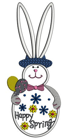 Happy Spring Easter Bunnuy Applique Machine Embroidery Digitized Design Pattern