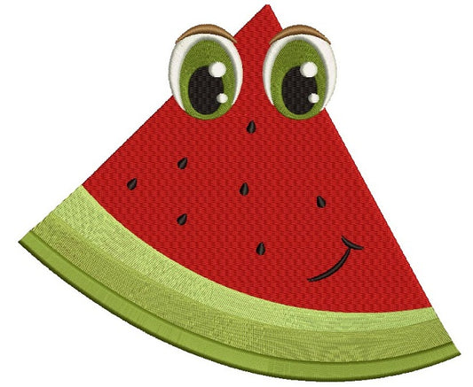 Happy Watermelon Slice Filled Machine Embroidery Digitized Design Pattern