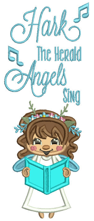 Hark The Herald Angels Sing Christmas Applique Machine Embroidery Design Digitized Pattern