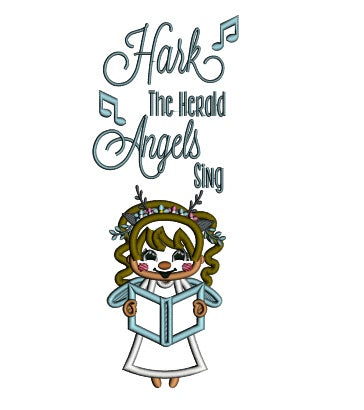 Hark The Herald Angels Sing Christmas Applique Machine Embroidery Design Digitized Pattern