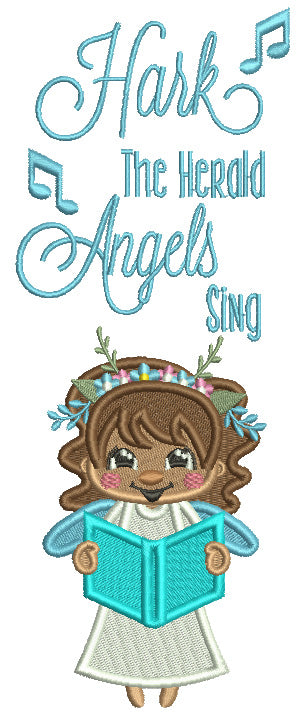 Hark The Herald Angels Sing Christmas Filled Machine Embroidery Design Digitized Pattern
