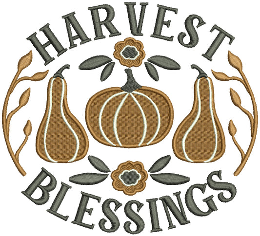 Harvest Blessings Pumpkins Thanksgiving Filled Machine Embroidery Design Digitized Pattern