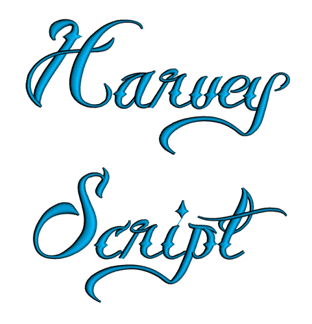 Harvey Script Machine Embroidery Font Upper and Lower Case 1 2 3 inches