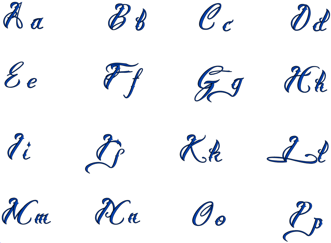 Harvey Script Machine Embroidery Font Upper and Lower Case 1 2 3 inche ...