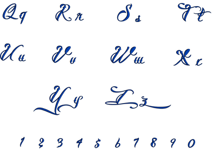 Harvey Script Machine Embroidery Font Upper and Lower Case 1 2 3 inches